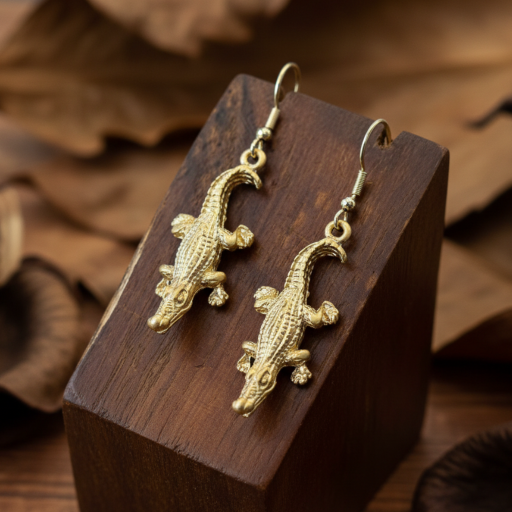 Pendientes Cocodrilo Dorados