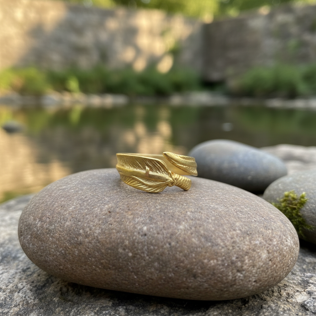 Anillo Pluma Dorado
