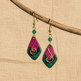 Pendientes Delhi Turquesa/Fucsia