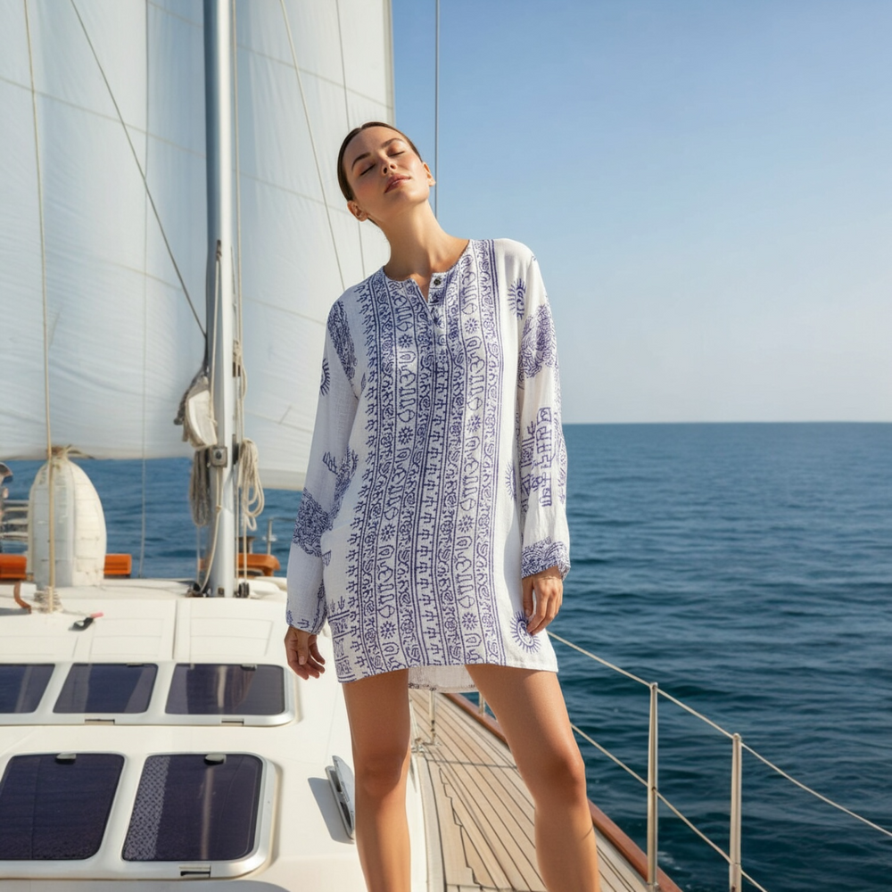 Kurta Clásica Blanca/denim