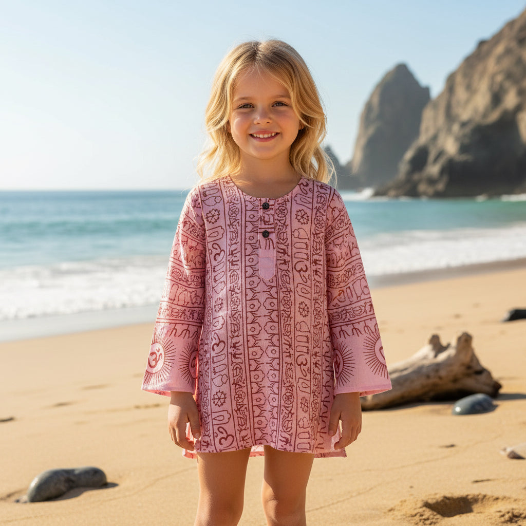 Kurta Cuello Mao Intantil Rosa