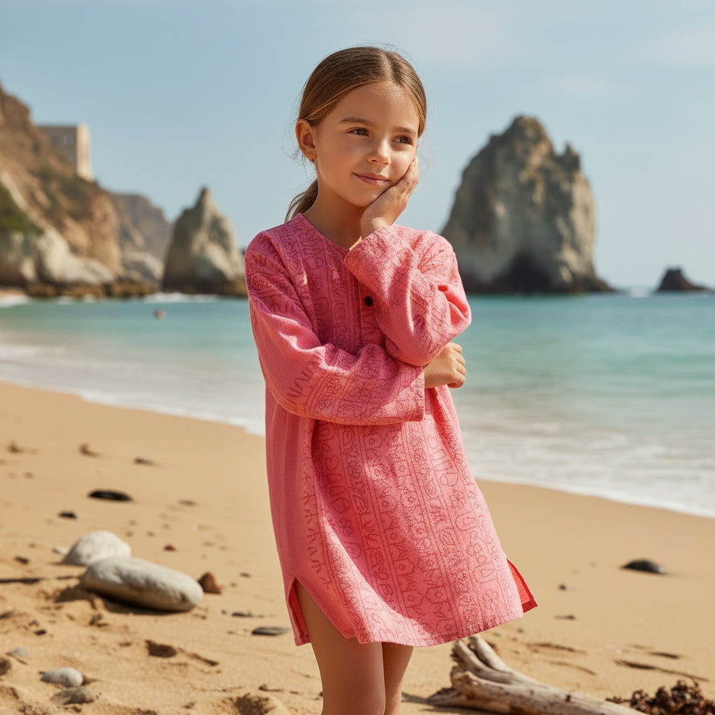 Kurta Cuello Mao Infantil Chicle