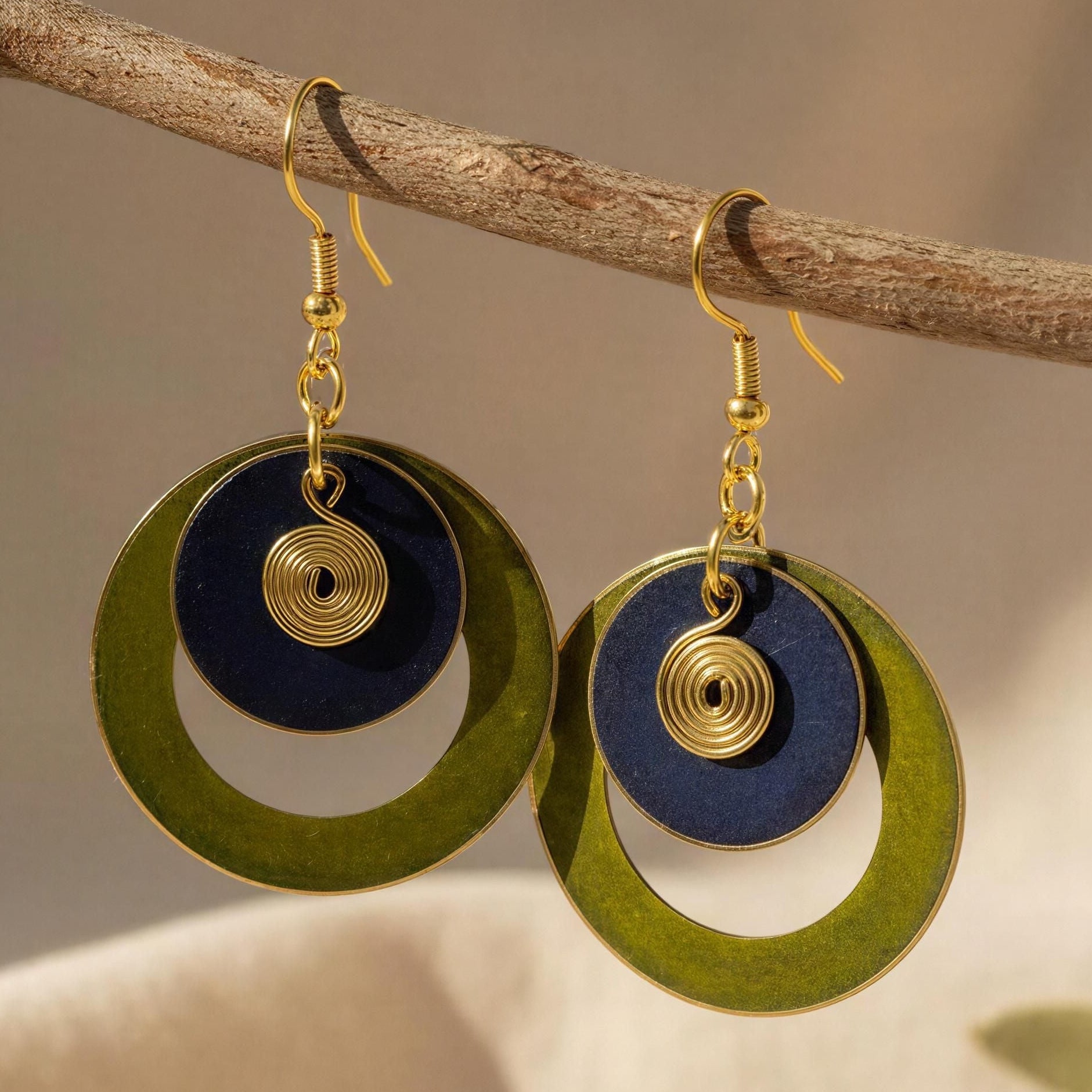 Pendientes Lumpur Oliva